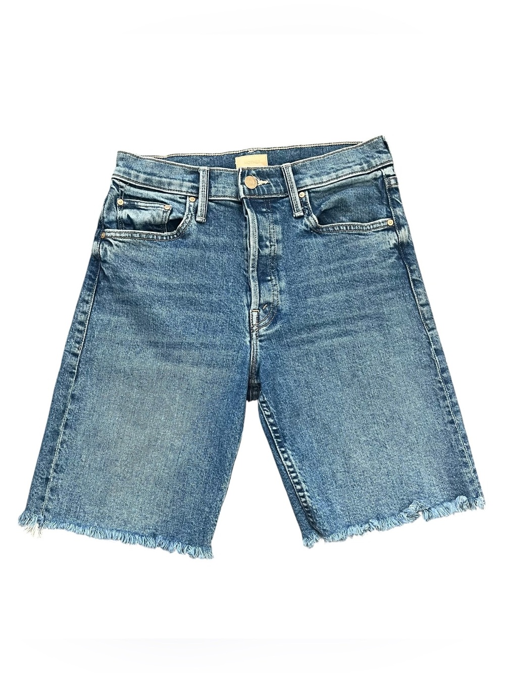 MOTHER The Tomcat Bermuda Short Fray Other Moods Denim Shorts Button Fly 26